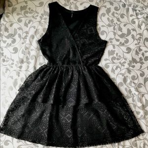 Black lace A-line mini dress